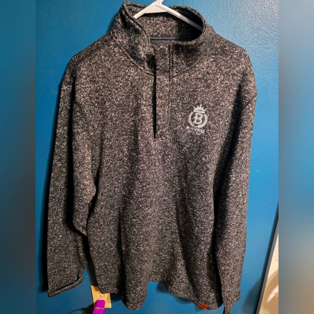 Gray Zip Up Sweater with Standing Collar